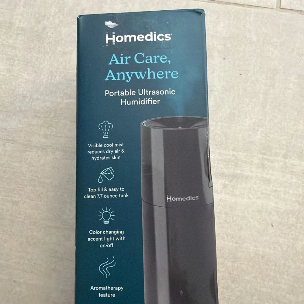 HoMedics Ultrasonic Portable Humidifier Red UHE-CMP17-BkUSB Rechargeable